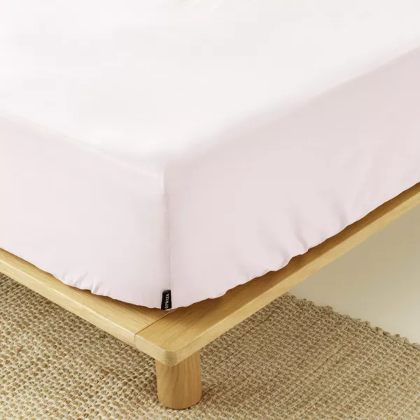 Drap housse percale de coton (180 x 200 cm) Cali Rose poudré