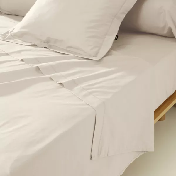 Bovenlaken percal katoen (240 x 300 cm) Cali Beige
