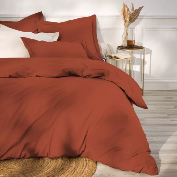 Housse de couette percale de coton (260 x 240 cm) Cali Terracotta