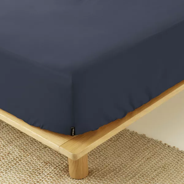 Hoeslaken percal katoen (140 x 200 cm) Cali Donkerblauw