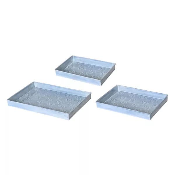 Lot de 3 plateaux décoratifs (34 x 24 cm) Fleurs d'Ésmée Bleu