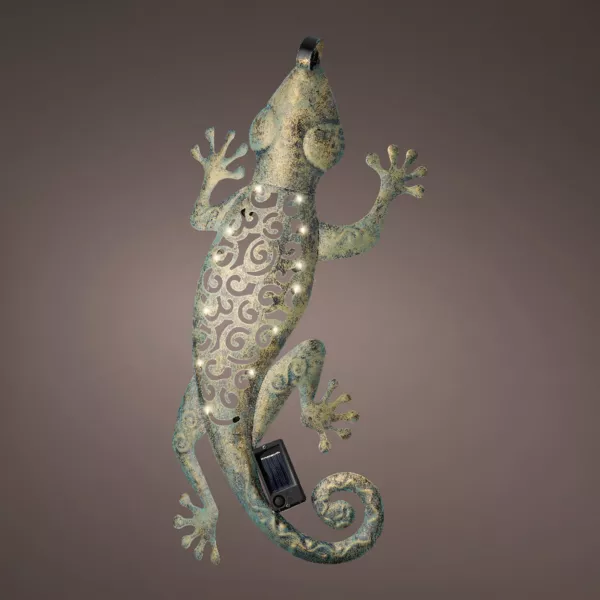 Wandlamp solar metaal (L51 cm) Gecko - Groen antiek