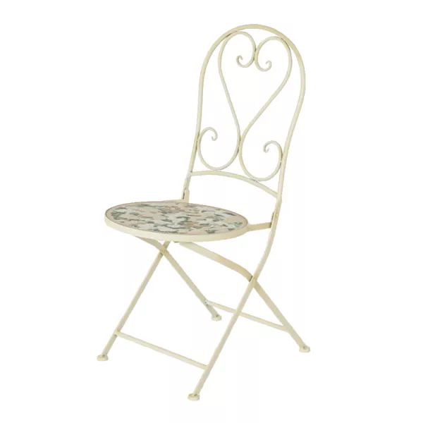 Silla bistr plegable en mosaico Ginebra Marfil