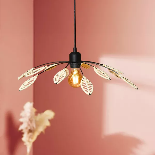Hanglamp Metaal en Bloemblaadjes (D50 cm) Til Natuurlijk
