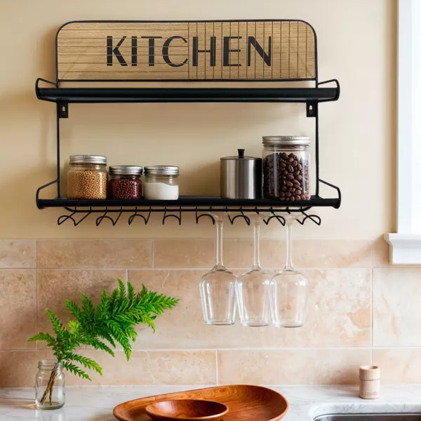 Estante metálico de pared para cocina (A35 cm) Kitchen Negro