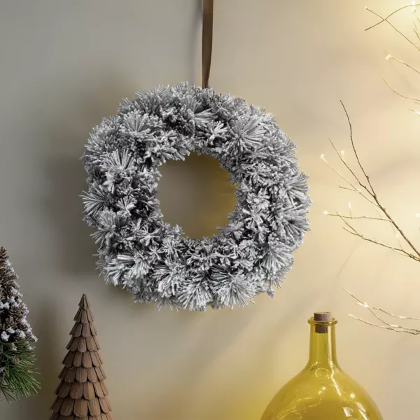 Couronne de Noël (D50 cm) Edmonton Vert enneigé