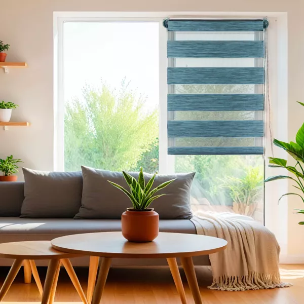 Store enrouleur Jour / Nuit (60 x 180 cm) Bleu chiné