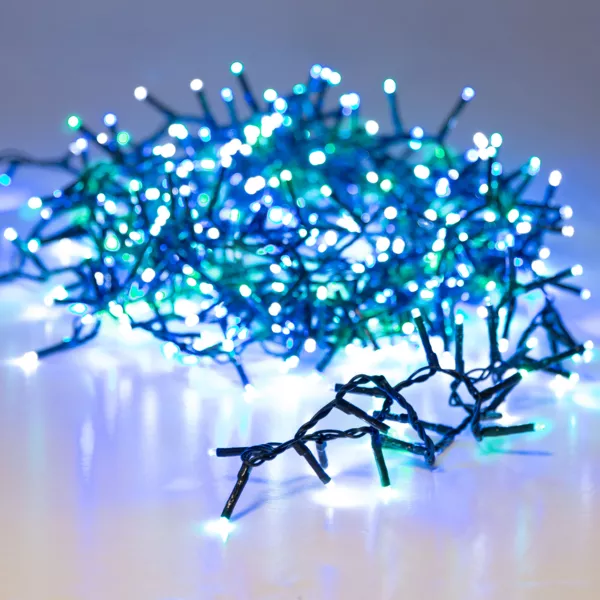 Lichtslinger 22,5 m 1000 LED groene kabel NewLuxe Driekleur groen/Blauw/Wit