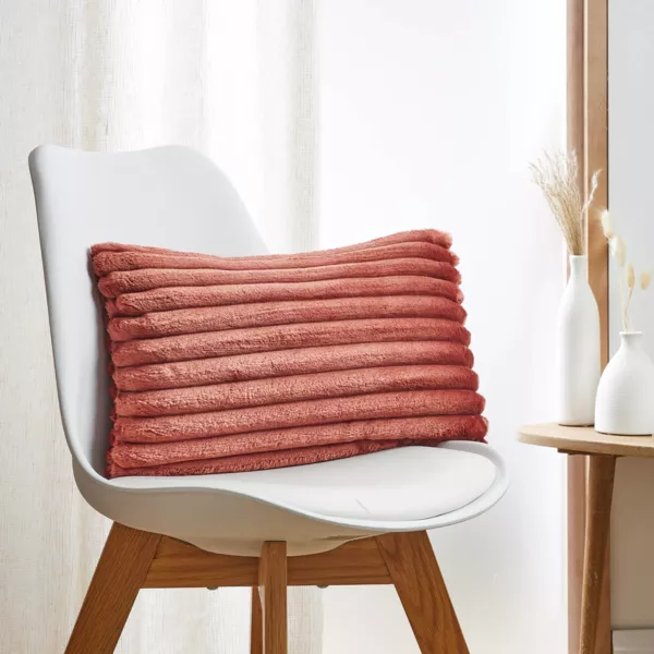 Funda de cojín rectangular franela (30 x 50 cm) Dune Terracota
