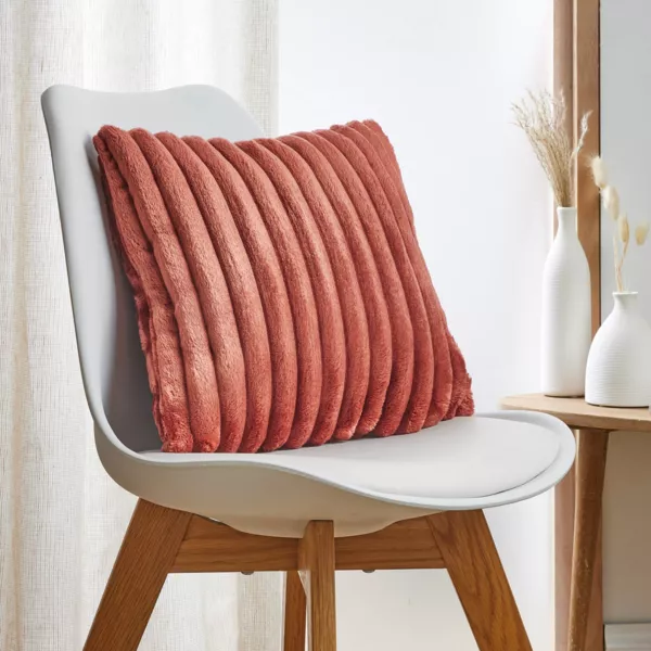 Housse de coussin carrée flanelle (40 x 40 cm) Dune Terracotta