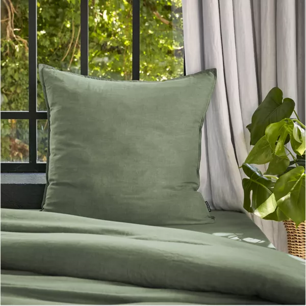 Kussensloop vierkant gewassen TENCEL™ Lyocell (63 x 63 cm) Olivia Rozemarijngroen