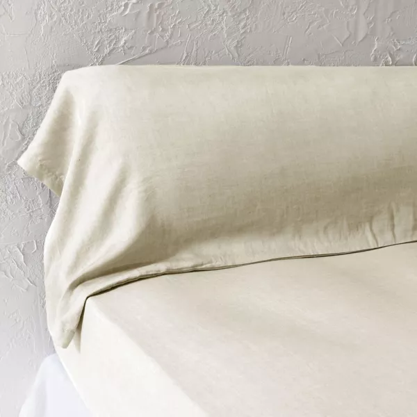 Funda de cojín travesaño francés lyocell Tencel™ lavado (27 x 185 cm) Olivia Beige pampa