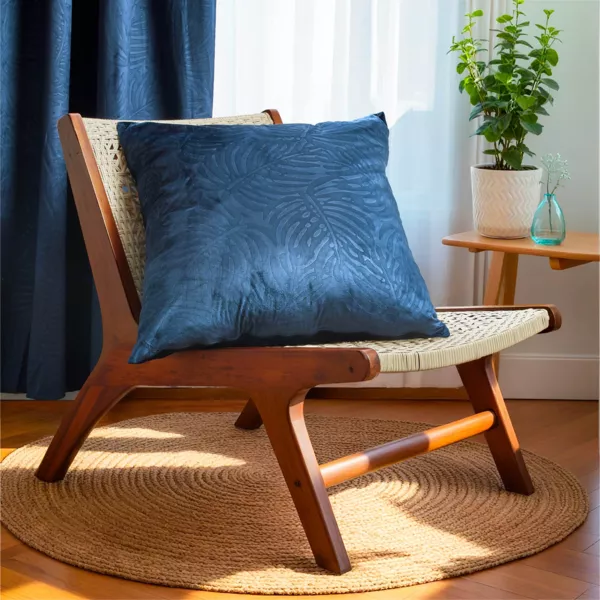 Vierkant fluwelen kussen (60 x 60 cm) Fern Marineblauw