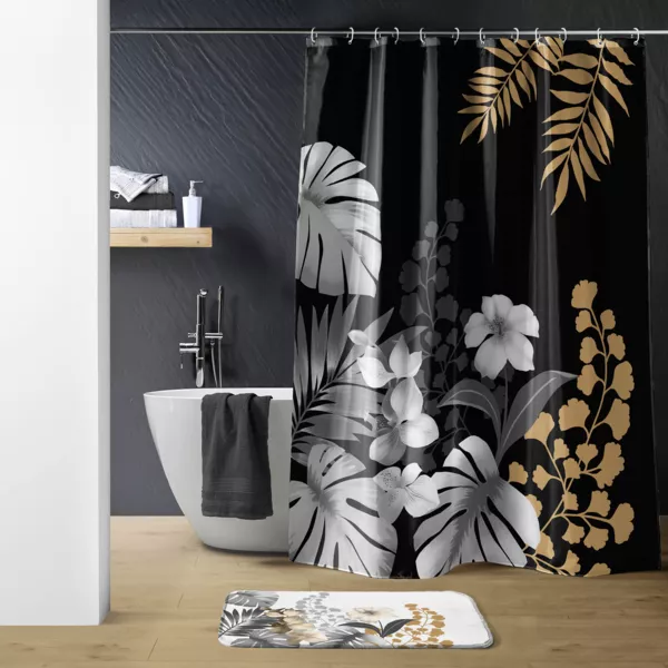 Cortina de ducha con anillas (180 x 200 cm) Kelly Negro