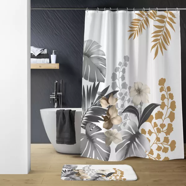 Rideau de douche à anneaux (180 x 200 cm) Kelly Blanc