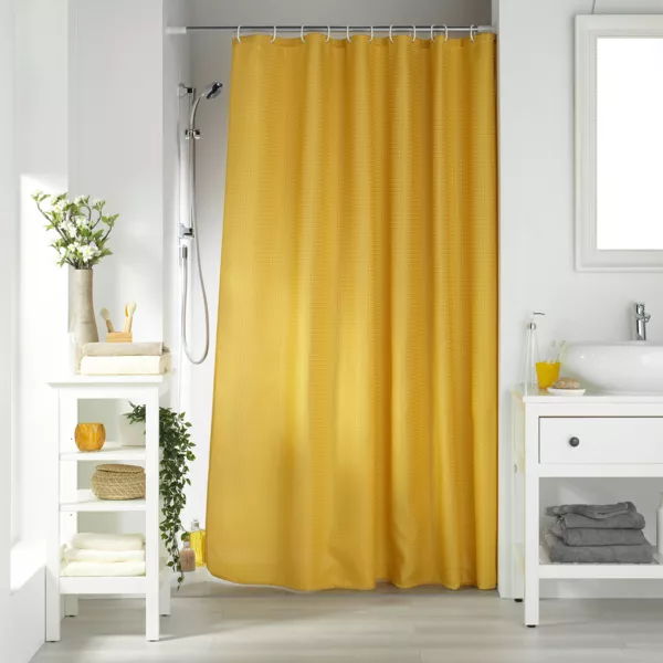 Duschvorhang Web-Optik mit sen (180 x 200 cm) Quartz Honiggelb