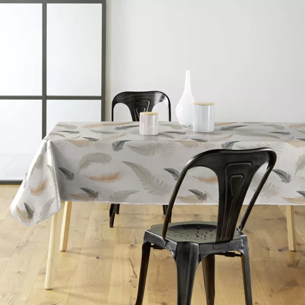 Nappe rectangulaire anti tache tissu PVC imperméable (140 x 240 cm) Folea Taupe