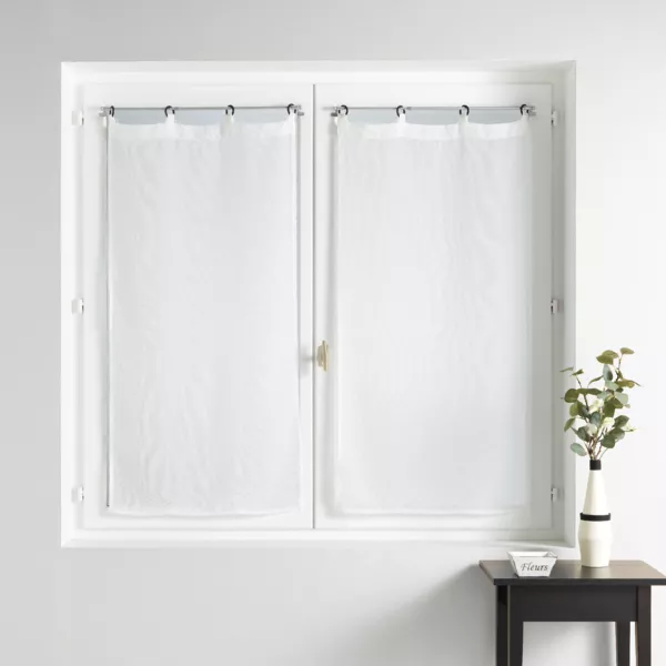 Par de visillos tejidos con ojales (60 x 120 cm) Davina Blanco