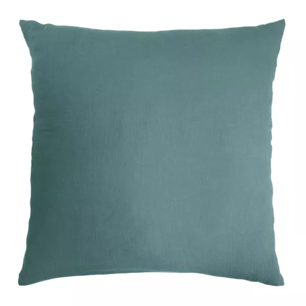 Taie d'oreiller carrée gaze de coton (80 x 80 cm) Gaïa Bleu canard