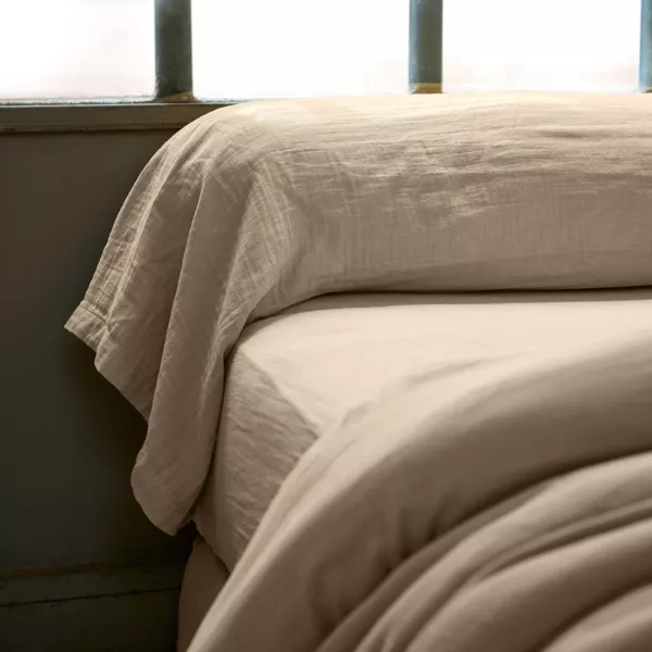 Bolsterpudebetræk i bomuldsgaze (L185 cm) Gaïa Ficelle