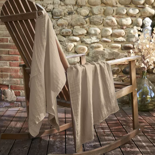 Lot de 2 essuie-mains gaze de coton (50 x 70 cm) Gaïa Ficelle