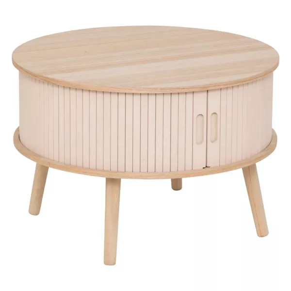 Tavolino rotondo in legno (H40 cm) Nysos Crema
