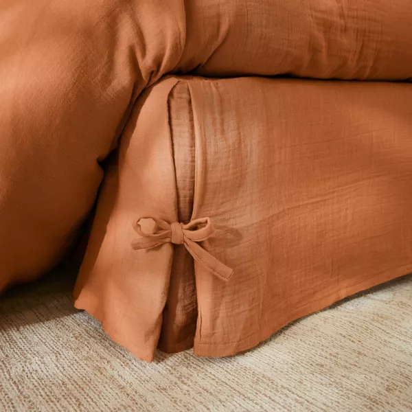 Katoenen gaas Bedrok (140 x 190 cm) Gaïa Abrikoos