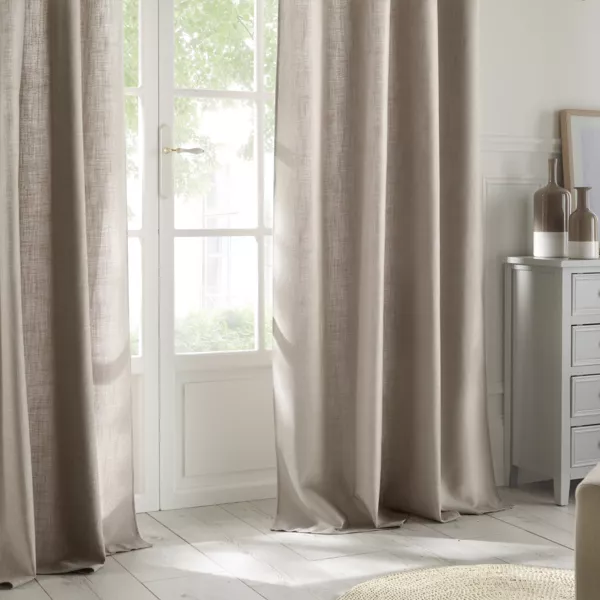 Geweven gordijn (140 x 260 cm) Clem Beige linnen