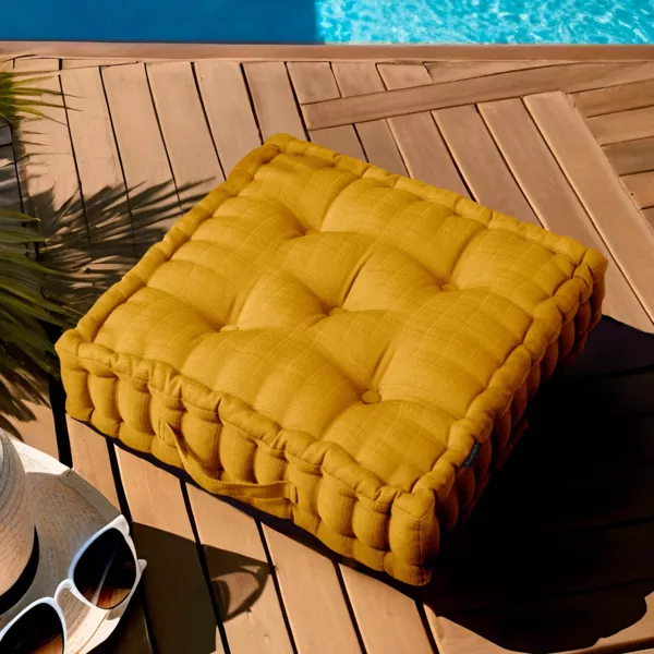 Bodenkissen Outdoor gesteppt (50 x 50 cm) Sunset Honiggelb