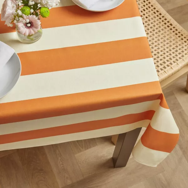 Rechthoekig gecoat katoenen tafelkleed (150 x 250 cm) Clementine Oranje