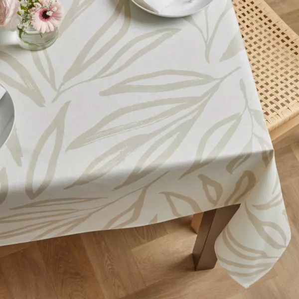 Nappe rectangulaire coton enduit (150 x 350 cm) Galice Beige
