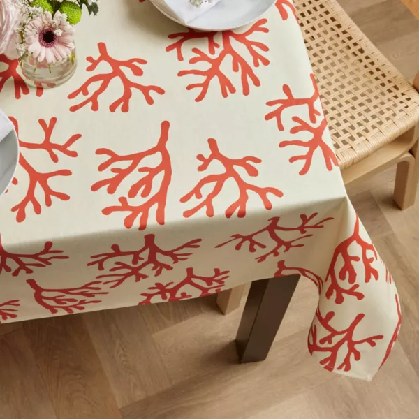 Mantel rectangular de algodón revestido (150 x 250 cm) Moorea coral
