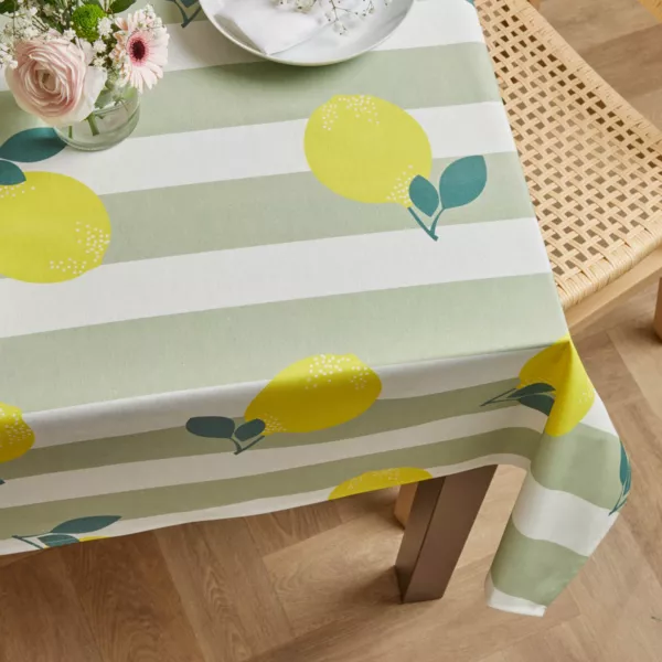 Rechthoekig gecoat katoenen tafelkleed (150 x 350 cm) Antibes Groen