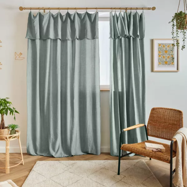 Verstelbaar Tencel™ Lyocell Gordijn (140 x max 270 cm) Olivia Eucalyptus Groen