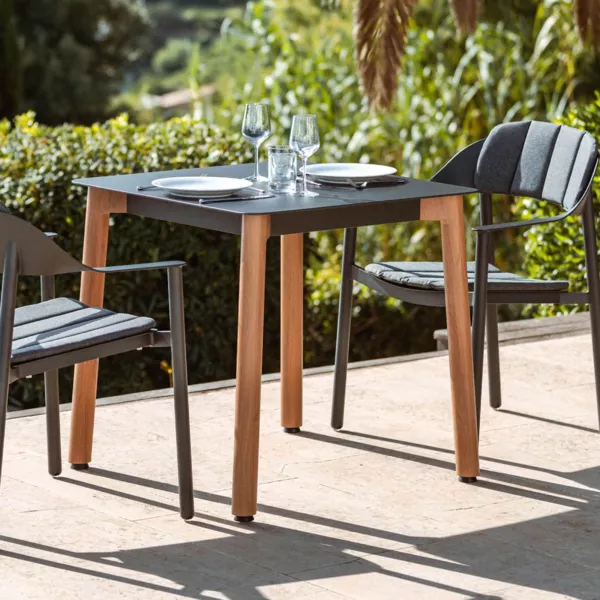 Table de jardin carrée en aluminium 2 places (76 x 76 cm) Monte Carlo Gris anthracite