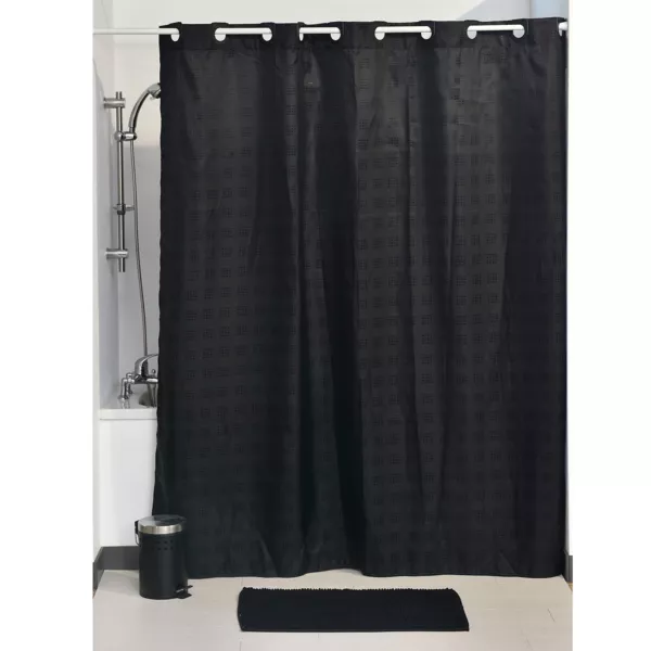 Rideau de douche avec œillets integrés (180 x 200 cm) Carrés Noir