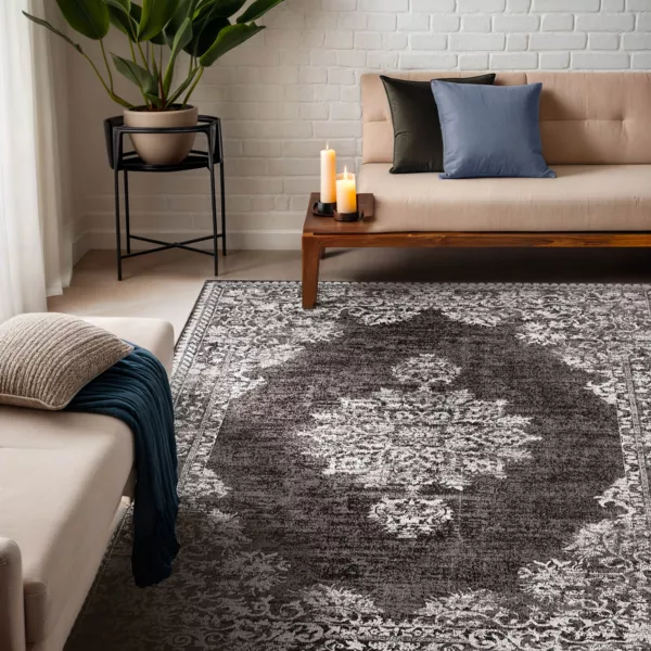 Rechthoekig Jacquard woonkamer tapijt (140 x 200 cm) Sana Grijs