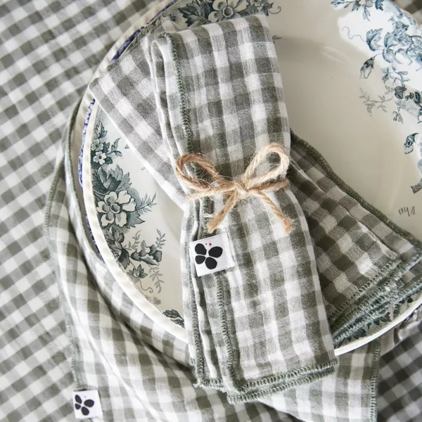 Lote de 3 servilletas de gasa de algodón (40 x 40 cm) Vickie Verde romarin