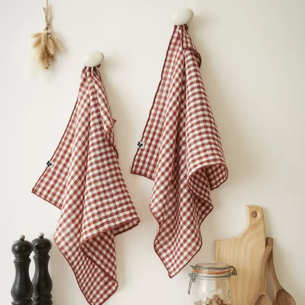 Lote de 2 toallas de mano de gasa de algodón (50 x 70 cm) Vickie Terracotta