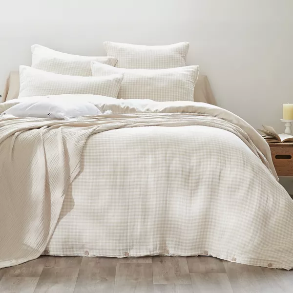 Housse de couette gaze de coton (200 x 200 cm) Vickie Beige