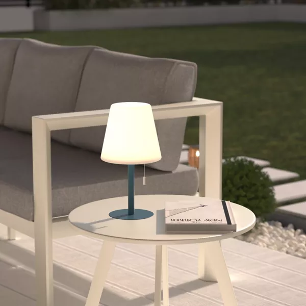 Outdoor Tischleuchte LED Metall (H30,5 cm) Zack Petrolblau