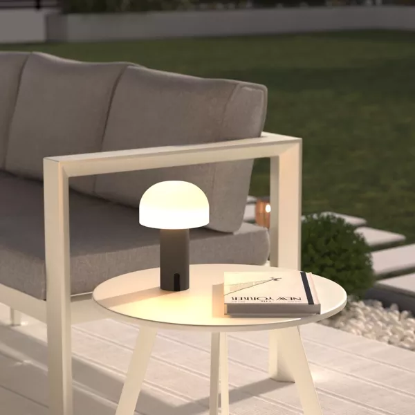 Lampe à poser extérieur métal (H22 cm) Jany Grise