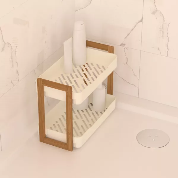 Etagère de salle de bain 2 niveaux (H35 cm) Natureo Blanc