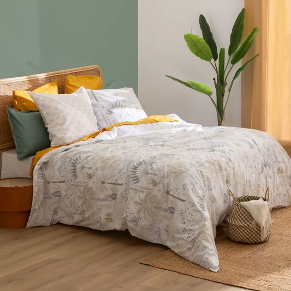 Funda nórdica y dos fundas de almohadas algodón (240 x 220 cm) Sonie Crudo