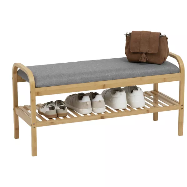 Schuhaufbewahrungsbank aus Bambus (90 x 34 x H45 cm) Cosy Grau