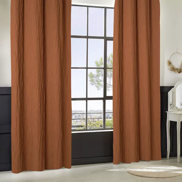 Cortina con efecto plisado (135 x 260 cm) Maely Terracota