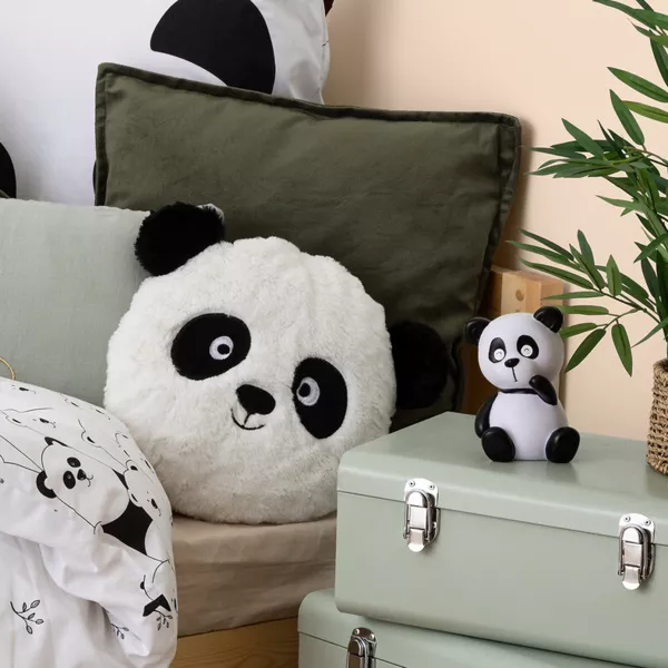 Rundt børnepude (27 cm) Panda Hvid