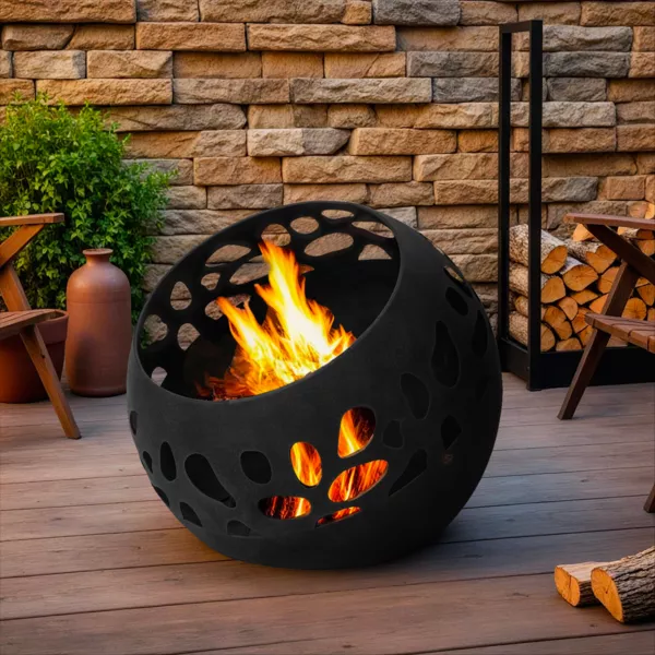 Brasro d'extrieur rond (D50 x H45 cm) Pyra Noir