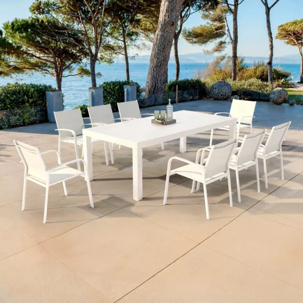 Tuintafel 8 personen Aluminium Murano (210 x 100 cm) - Wit