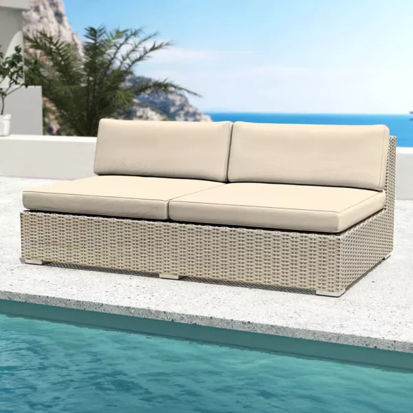 Chauffeuse de jardin en résine tressée 2 places Palma Gris et beige